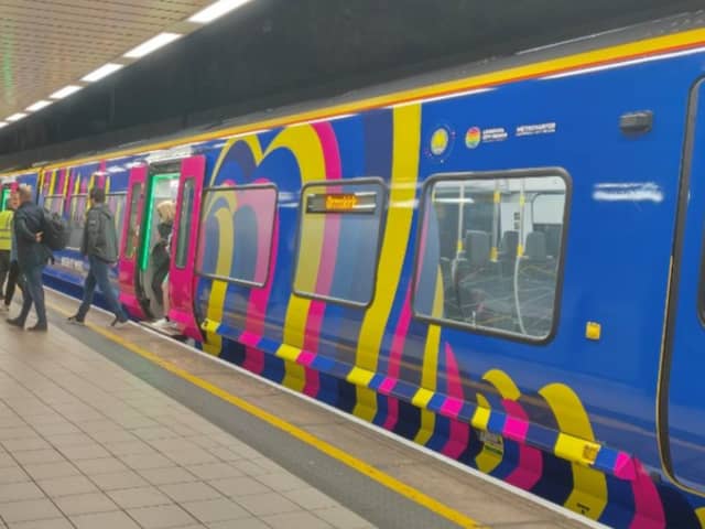 Merseyrail train decorated for Eurovision. Image: Merseyrail Twitter
