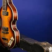 The 1965/1966 Höfner 500/1 “Violin” Bass inscribed with Paul McCartney’s signature. (Picture: Fretted Americana, Inc)