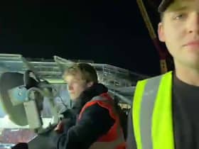 Kain Hogg, 23, and his friend scaled Anfield stadium. Image: Kain Hogg / SWNS