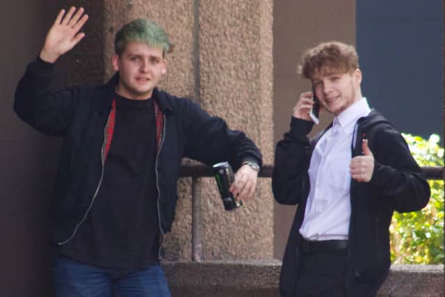 Kain Hogg and Stuart Parr outside Liverpool Magistrates Court. Image: Lynda Roughly