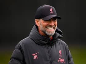 Liverpool manager Jurgen Klopp smiles during a training session