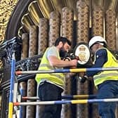 The Royal seal is installed at St George’s Hall. Image: Liverpool City Council