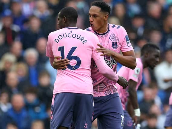 Abdoulaye Doucoure and Yerry Mina. Image: Steve Bardens/Getty Images