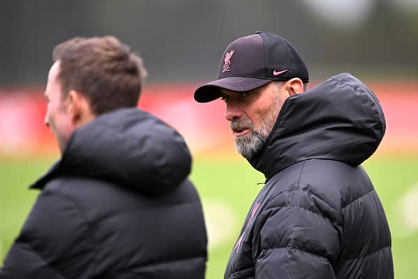 Jurgen Klopp manager of Liverpool during a training session at AXA Training Centre on May 17, 2023 in Kirkby, England. (Photo by Andrew Powell/Liverpool FC via Getty Images)