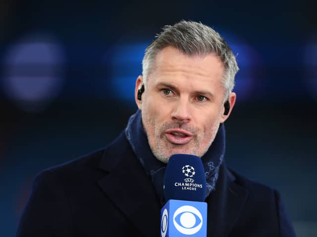 Jamie Carragher on presentation duty during the Champions League 