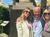 Abbey Clancy cuts stylish figure in cream blazer as she poses at RHS Chelsea Flower Show in London