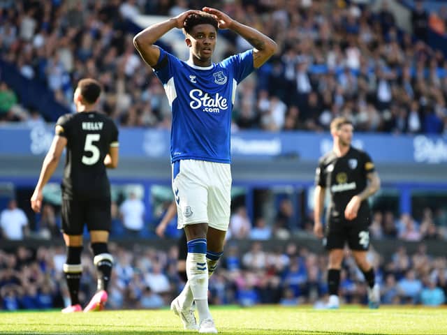 Demarai Gray reacts during the English Premier League football match between Everton and Bournemouth. Image: PETER POWELL/AFP via Getty Images