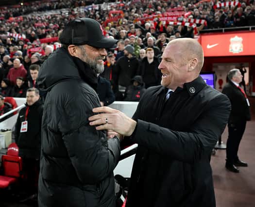 Liverpool manager Jurgen Klopp shakes hands with Everton manager Sean Dyche