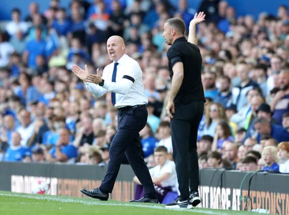 Everton manager Sean Dyche rallies his players during a match