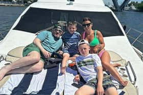 Coleen posed with her husband Wayne and sons Kai and Klay on a lavish boat trip. (Picture: Instagram/@coleen_rooney)