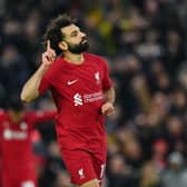 Mohamed Salah of Liverpool celebrates scoring a goal