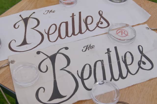 The logos he designed for the Beatles, that didn’t end up being used. Image: BBC