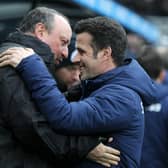 Marco Silva, right, with Rafa Benitez. Picture:  Nigel Roddis/Getty Images