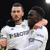 Leeds United pair Wilfried Gnonto, right, and Jack Harrison. Picture: Stu Forster/Getty Images