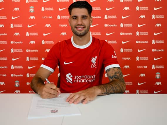 Dominik Szoboszlai new signing for Liverpool at AXA Training Centre. Image: Andrew Powell/Liverpool FC via Getty Images