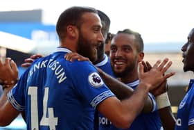 Theo Walcott, centre, joined Everton in January 2018. Picture: Alex Livesey/Getty Images