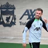 Jordan Henderson captain of Liverpool during a training session at AXA Training Centre on July 12, 2023 in Kirkby, England.