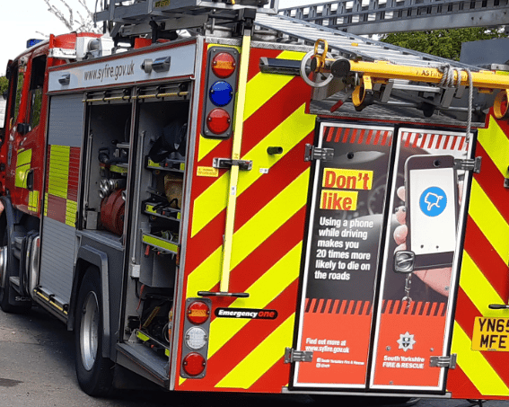 Six fire engines were send to Deer Park Road, Stannington, after a seventh floor flat caught light. Fire picture shows fire engine. Picture: David Kessen