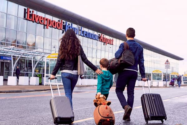 A family prepare to jet off from Liverpool Airport. Image: Liverpool John Lennon Airport