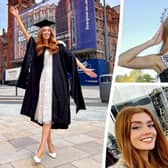 Miss England winner Jessica Gagen poses outside the University of Liverpool. Image: SWNS