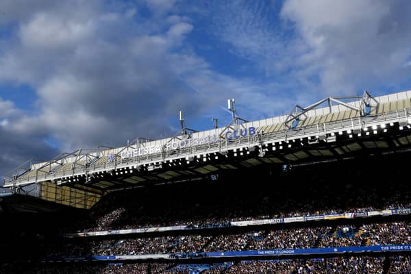General view of the inside of the stadium, as the new “Chelsea Football Club” signage on the roof of the East Stand can be seen. Image: Shaun Botterill/Getty Images