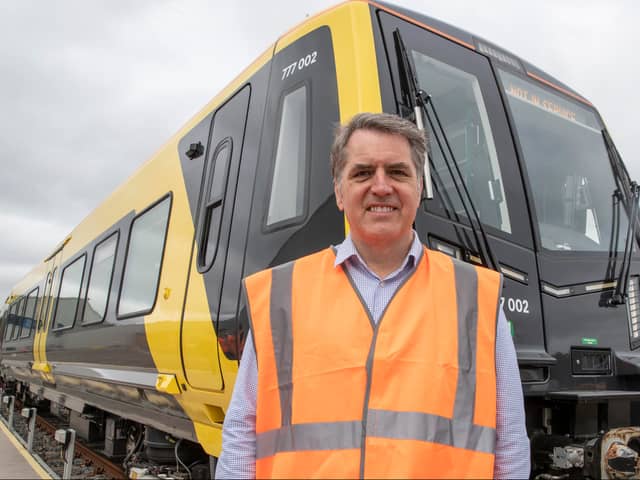 Mayor Steve Rotheram with one of the new 777 train units. Image: Liverpool City Region Combined Authority