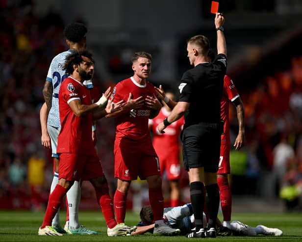 Alexis Mac Allister was sent off against Bournemouth. (Getty Images)
