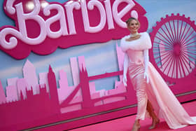 Australian actress Margot Robbie as she poses on the pink carpet during the European premiere of Barbie. Image: JUSTIN TALLIS / AFP via Getty Images