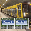 Class 777 Merseyrail train and test pronunciations for Mossley Hill. Image: Ross McCall/Wikimedia and Northern