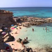 Main view of “Es calo d’es mort” beach, one of the most beautiful spots in Formentera, Balearic Islands, Spain. Image: nachosuko - stock.adobe.com