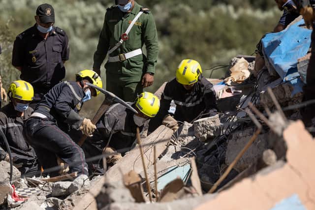 Moroccan rescuers supported by newly-arrived foreign teams face an intensifying race against time to dig out any survivors from the rubble of mountain villages, on the third day after the country’s strongest-ever earthquake. Image: FADEL SENNA/AFP via Getty Images)
