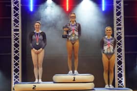 Megan Sprakes wins gold at the Trampoline, Tumbling & DMT British Championships. Image: British Gymnastics