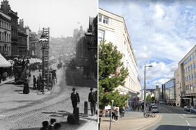 Lord Street in Liverpool past and present. Image: London Stereoscopic Company/Hulton Archive/Getty Images & Google Street View