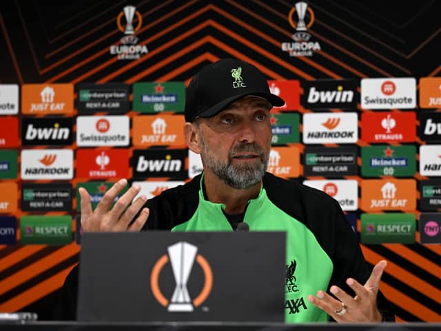 Jurgen Klopp manager of Liverpool during a press conference at Anfield on October 04, 2023 in Kirkby, England. (Photo by Andrew Powell/Liverpool FC via Getty Images)