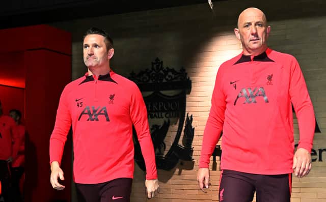 Robbie Keane, left, alongside Gary MacAllister. Picture:  LFC Foundation/Liverpool FC via Getty Images