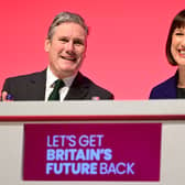 Leader of the Labour Party Keir Starmer and Rachel Reeves, shadow chancellor of the exchequer, at the Labour Party conference in Liverpool.  Image: Leon Neal/Getty Images