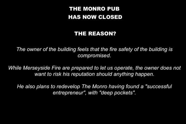 The statement on The Monro website.