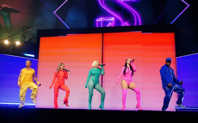 S Club reunited on stage for the first time since the death of former member Paul Cattermole as they kicked off their 25th anniversary reunion tour in Manchester. (Credit: Peter Byrne/PA Wire)