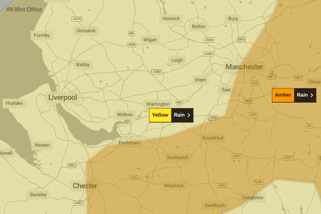 The Met Office has a weather warning in place for Merseyside. Image: Met Office