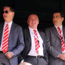 From left: Liverpool owner John Henry, former CEO Ian Ayre and former director of football strategy Damien Comolli. Picture: John Powell/Liverpool FC via Getty Images