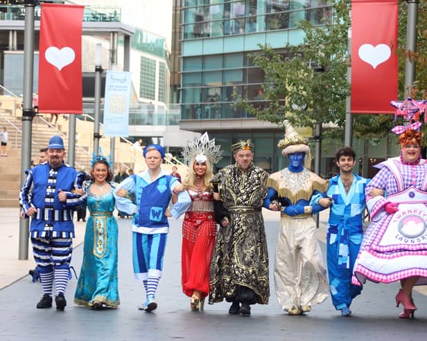 The cast of Aladdin, which is on at St Helens Theatre Royal.
