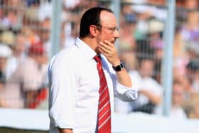 Liverpool coach Rafael Benitez looks on during the Champions League first leg of the third qualifying round match between Toulouse and Liverpool at the Stade Municipal Haute-Garonne on August 15, 2007 in Toulouse, France.  (Photo by Jamie McDonald/Getty Images)