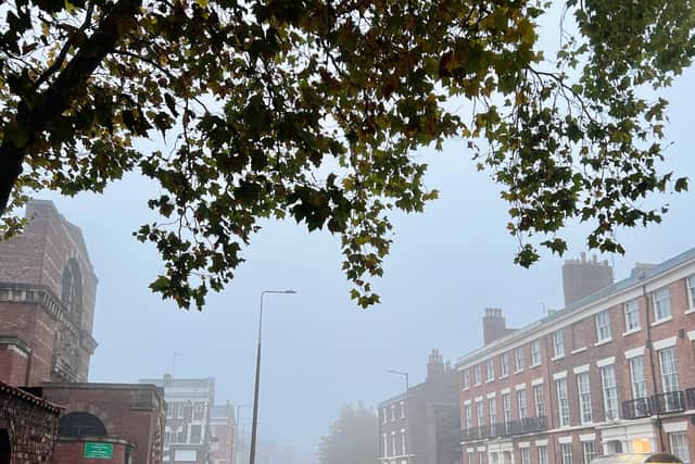 The Georgian Quarter looked spooky on Friday morning as the area was shrouded with fog. 