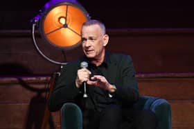Tom Hanks speaks during An Evening With Tom Hanks to celebrate the publication of his debut novel “The Making of Another Major Motion Picture Masterpiece” at Westminster Central Hall. Image: Nicky J Sims/Getty Images for ABA