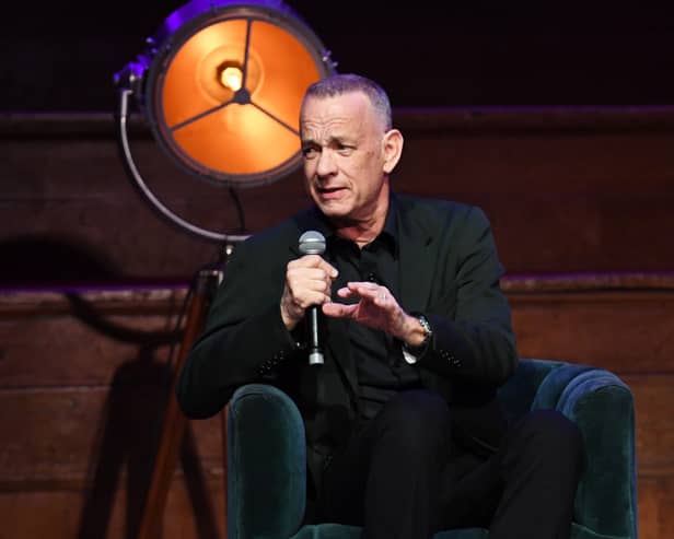 Tom Hanks speaks during An Evening With Tom Hanks to celebrate the publication of his debut novel “The Making of Another Major Motion Picture Masterpiece” at Westminster Central Hall. Image: Nicky J Sims/Getty Images for ABA