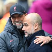 Liverpool manager Jurgen Klopp with Man City boss Pep Guardiola. Picture: Michael Regan/Getty Images