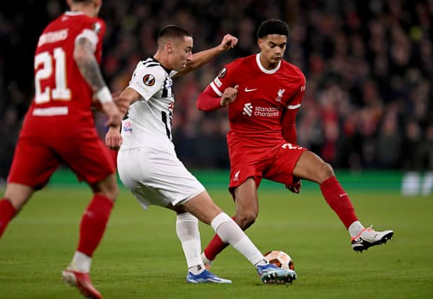 Jarell Quansah in action for Liverpool against LASK. Picture:  Andrew Powell/Liverpool FC via Getty Images
