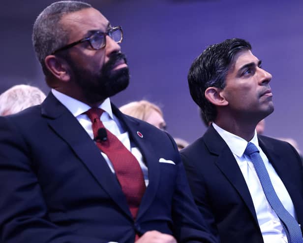 Home Secretary James Cleverly and Prime Minister Rishi Sunak. Photo: Getty Images
