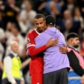 Joel Matip with Liverpool manager Jurgen Klopp. Picture: Andrew Powell/Liverpool FC via Getty Images