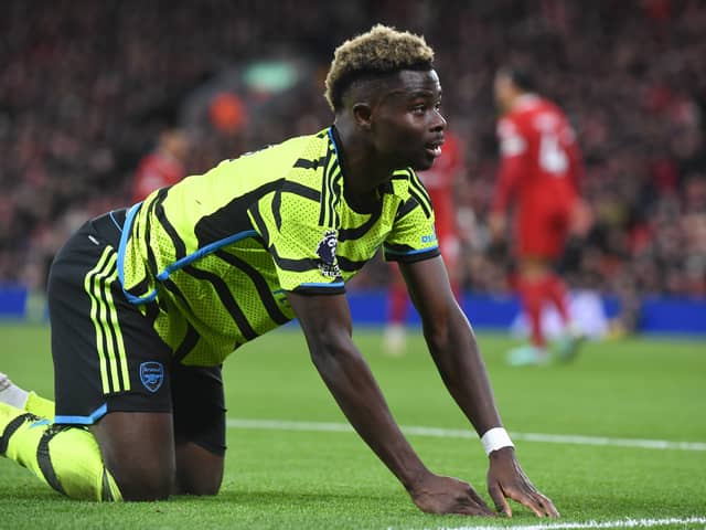 Arsenal winger Bukayo Saka. (Photo by Stuart MacFarlane/Arsenal FC via Getty Images)